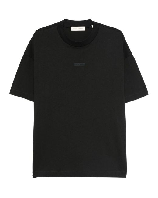 Essentials Black Cotton T-Shirt With Logo for men