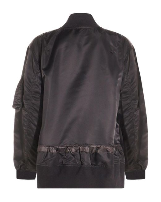 Sacai Black Jacket With Ruffled Hem And Adjustable Drawstring Waist