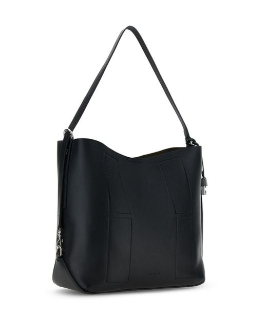 Hogan Black Hocket Medium Leather Hobo Bag