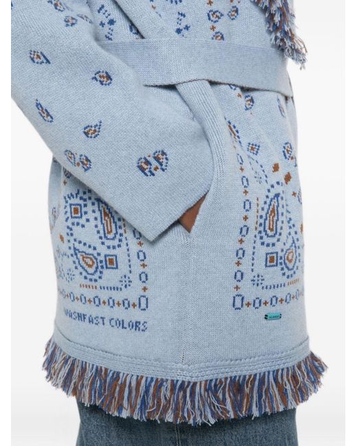 Alanui Blue Bandana Cashmere Cardigan