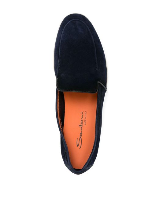 Santoni Blue Suede Moccasin for men