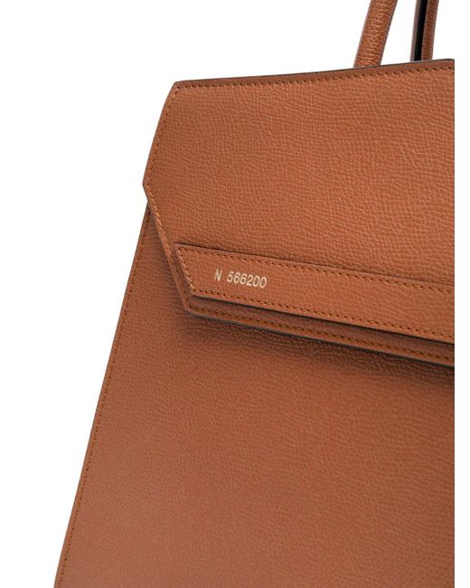 Valextra Brown Duetto Leather Top-Handle Bag