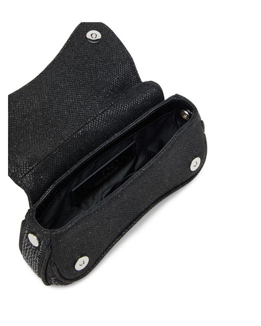 DIESEL Black Mini Handbag With Rhinestones And Adjustable Strap