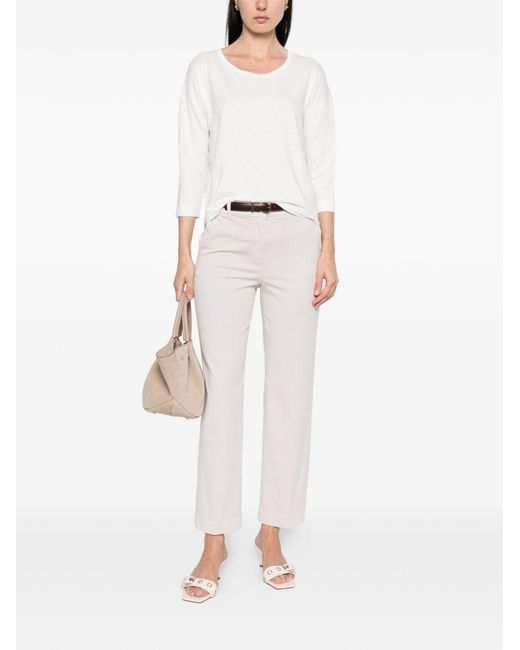 Base London White Linen Crewneck Sweater