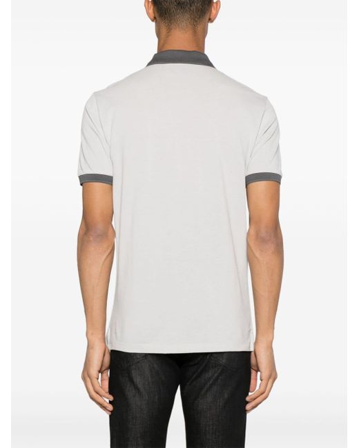 Emporio Armani White Logo-embroidered Cotton Polo Shirt for men