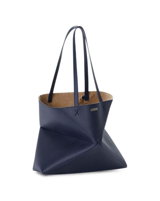 Loewe Blue Puzzle Fold Medium Leather Tote
