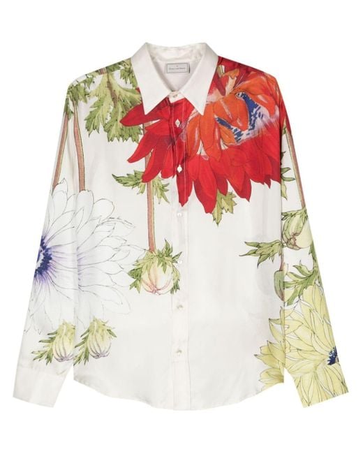 Pierre Louis Mascia White Aloe Floral-print Silk Shirt