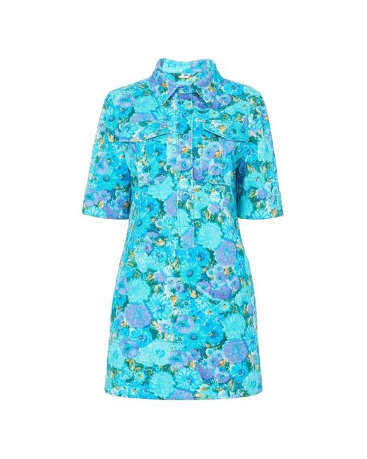 Chloé Blue Printed Cotton Mini Dress