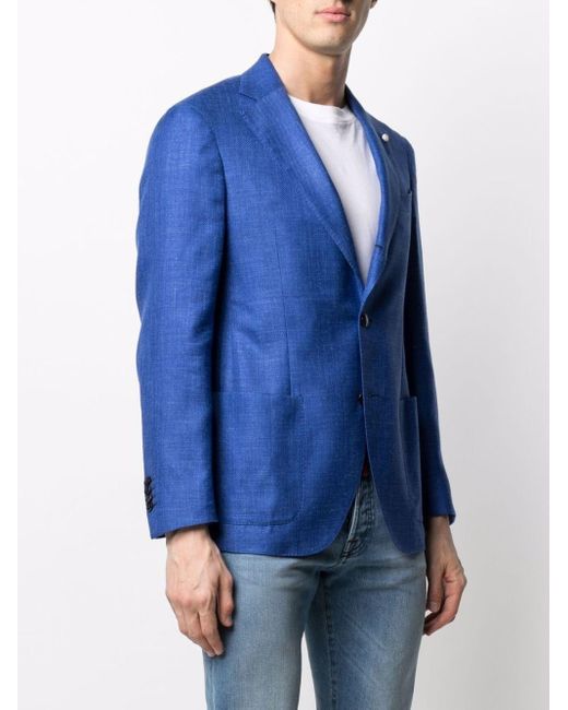 Luigi Bianchi Blue Wool Jacket for men