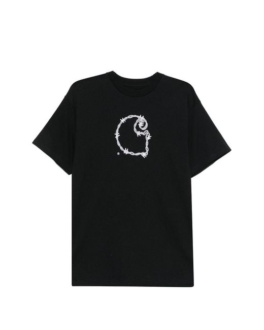 Carhartt Black Logo Cotton T-Shirt for men