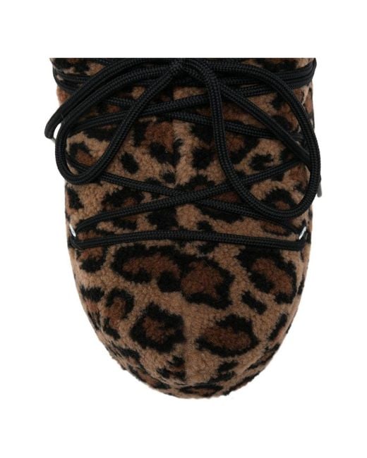 Moon Boot Black Icon Low Leopard Print Snow Boots