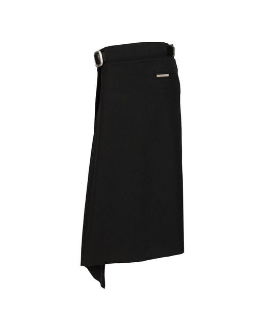 The Attico Black Wool Midi Skirt