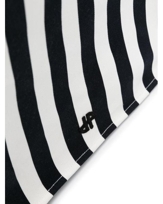 Patou Black Large Jp Striped Canvas Tote Bag