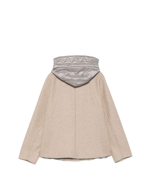 Fay Natural Wool Hooded Cape