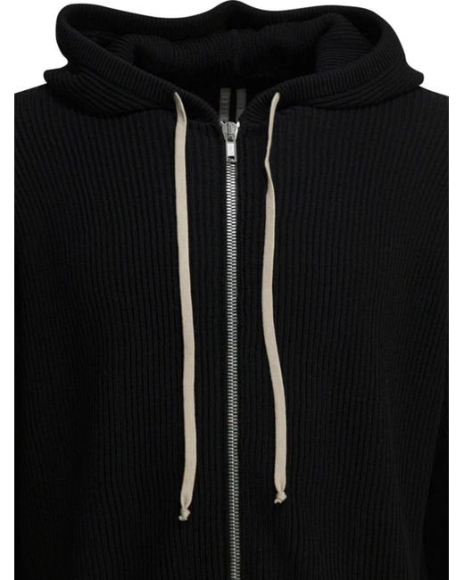 Rick Owens Black Wool Hoodie for men