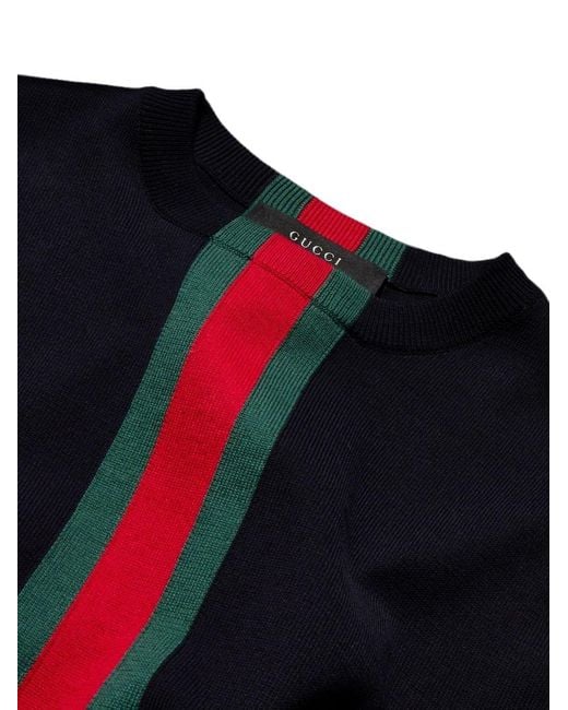 Gucci Blue Web Detail Cotton T-Shirt for men