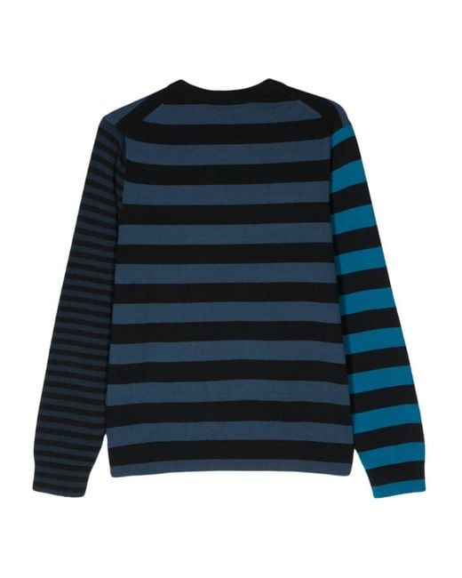 PS by Paul Smith Blue Striped Cotton Crewneck Sweater for men