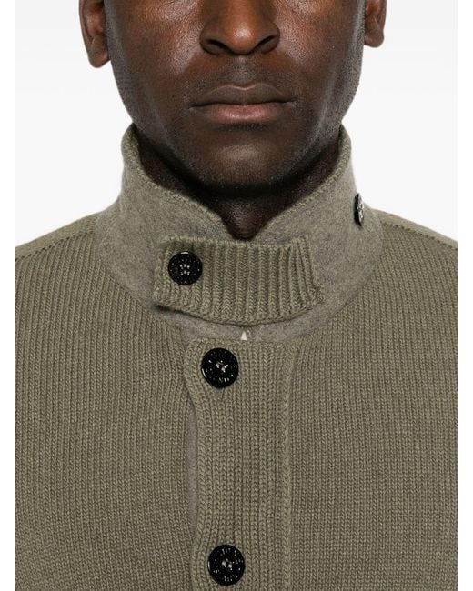 Stone Island Green Wool Cardigan for men