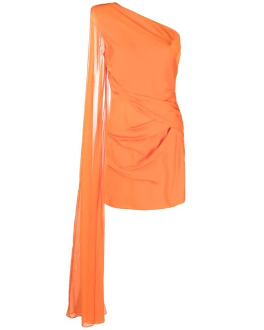 Mini abito asimmetrico in crepe di seta di Roland Mouret in Orange