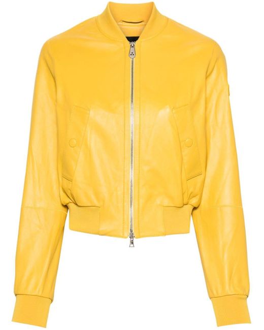 Peuterey Yellow Chiosya Leather Bomber Jacket