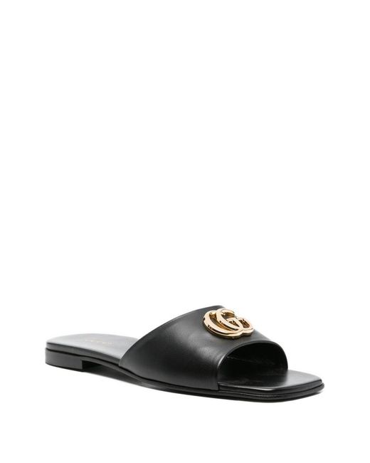 Gucci White Gg Marmont Leather Flat Sandals