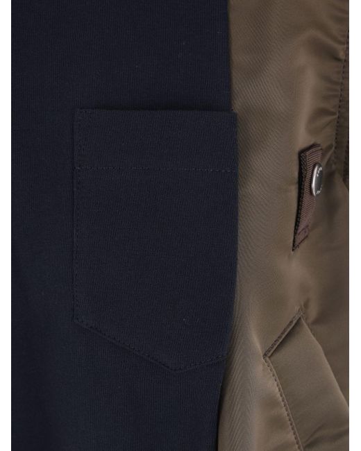 Sacai Blue Cotton And Nylon T-Shirt