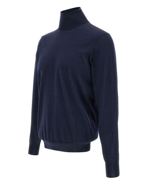 FILIPPO DE LAURENTIIS Blue Merino Wool Turtleneck for men