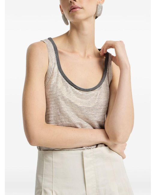 Brunello Cucinelli Brown Linen Tank Top