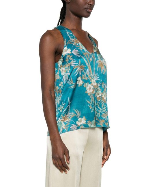 Forte_forte Blue Printed Satin Top