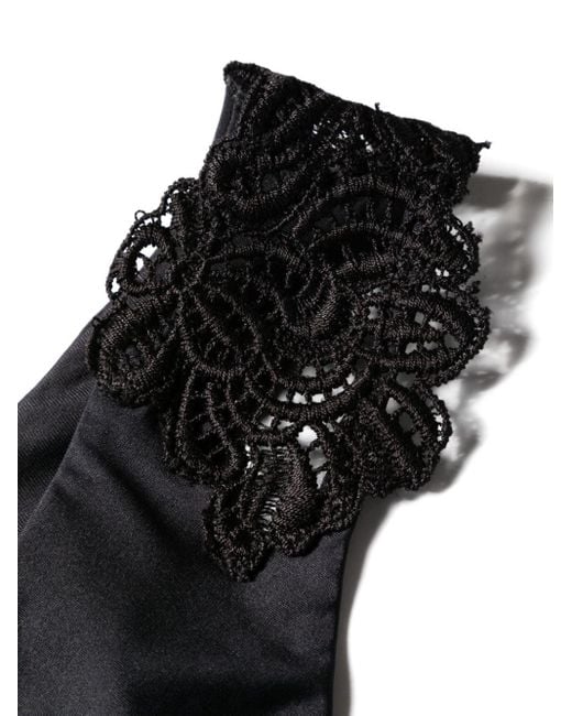 Ermanno Scervino Black Floral-crochet Triangle Bikini