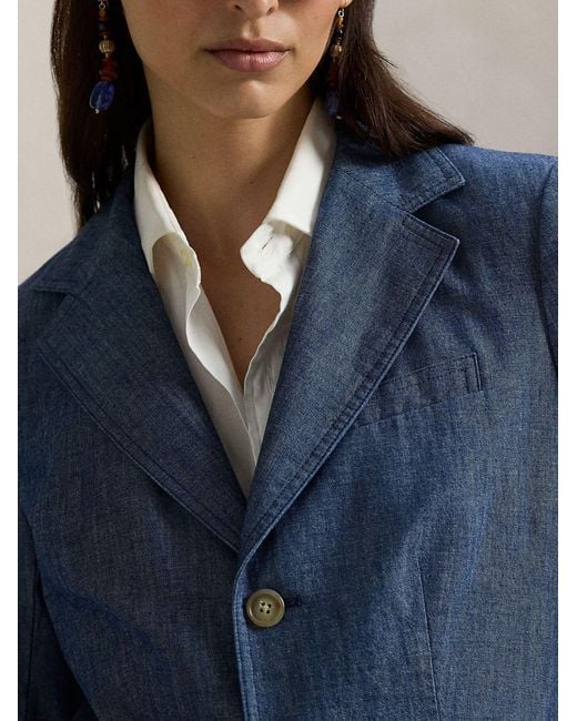 Polo Ralph Lauren Blue Classic Button-Up Jacket With Front Pockets For