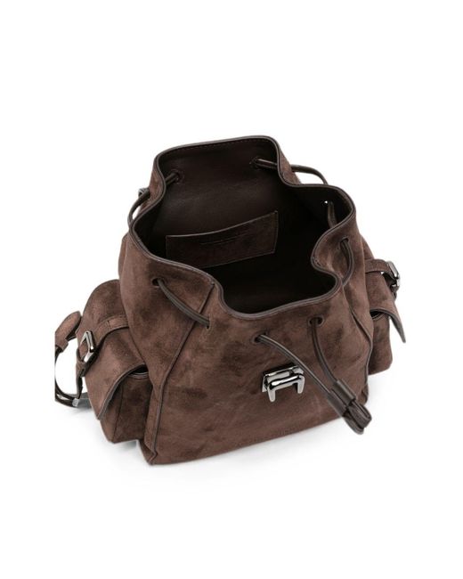 Brunello Cucinelli Brown Suede Leather Backpack