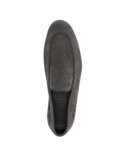 John Lobb Gray Tyne Suede Leather Loafers for men