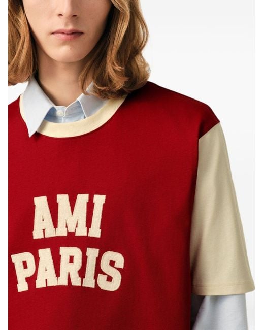 AMI Red Logo T-Shirt for men