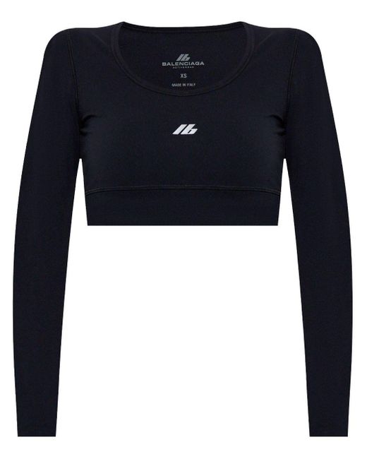 Balenciaga Blue Logo Cropped Top