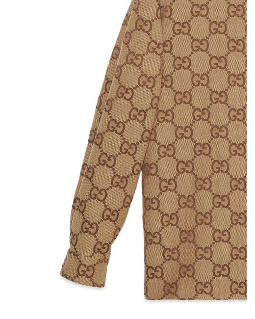 Gucci Maxi Gg Canvas Shirt in Brown for Men | Lyst