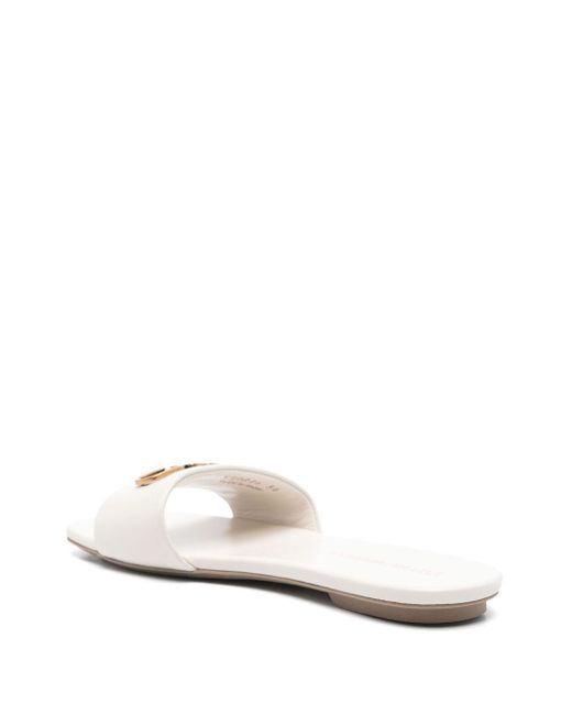 Emporio Armani White Leather Flat Sandals