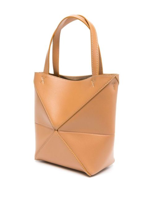 Borsa Puzzle Fold Mini di Loewe in Natural