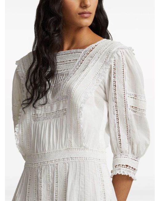 Polo Ralph Lauren White Lace-detailing Cotton Dress