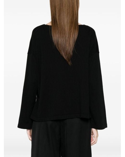 C.t. Plage Black Cotton Crewneck Sweater