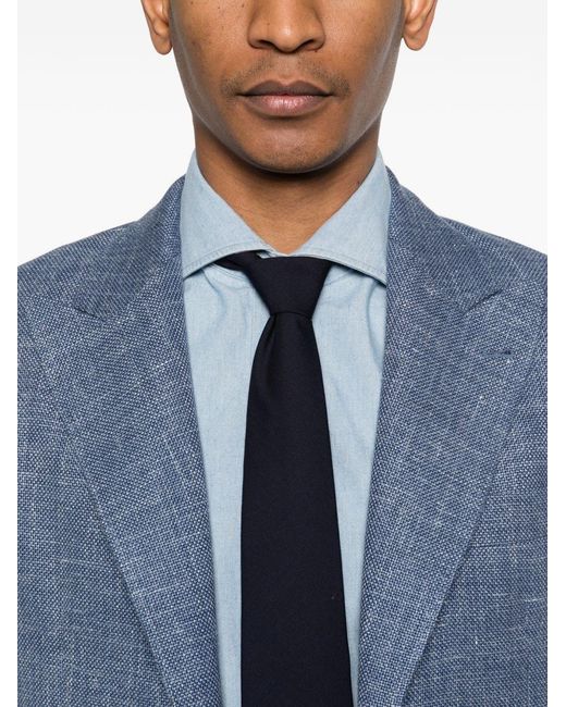 Brunello Cucinelli Blue Wool Blend Single-Breasted Jacket for men
