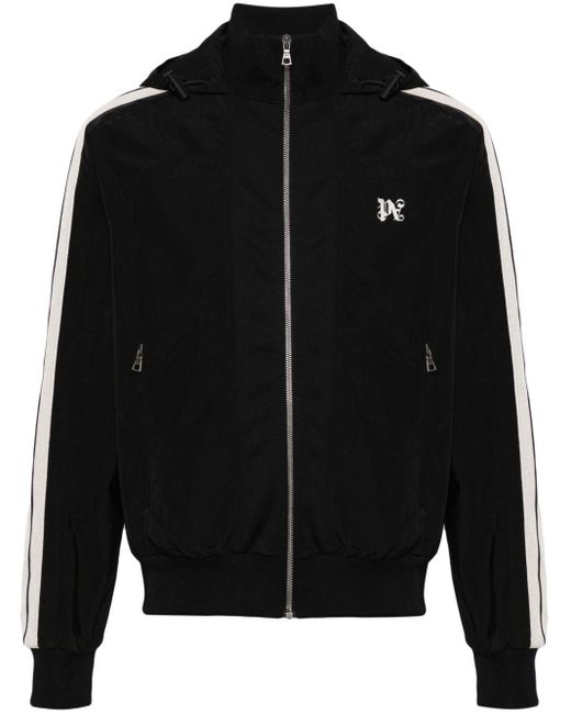 Palm Angels Black Pa-monogram Hooded Jacket for men