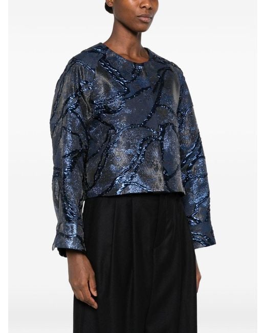 Susanne Bommer Blue Flower Crewneck Jacket