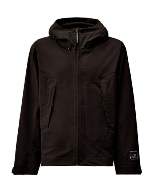 C P Company Black Metroshell Jacket With Hat for men
