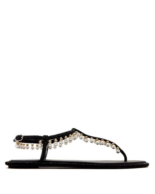 Rene Caovilla Black Diana Pearls Sandals