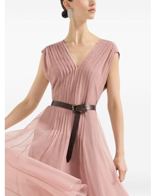 Brunello Cucinelli Pink Silk Long Dress