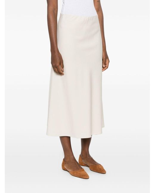 Brunello Cucinelli White Wool Blend Midi Skirt