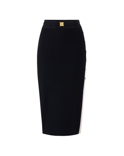 Elisabetta Franchi Black Knitted Midi Skirt