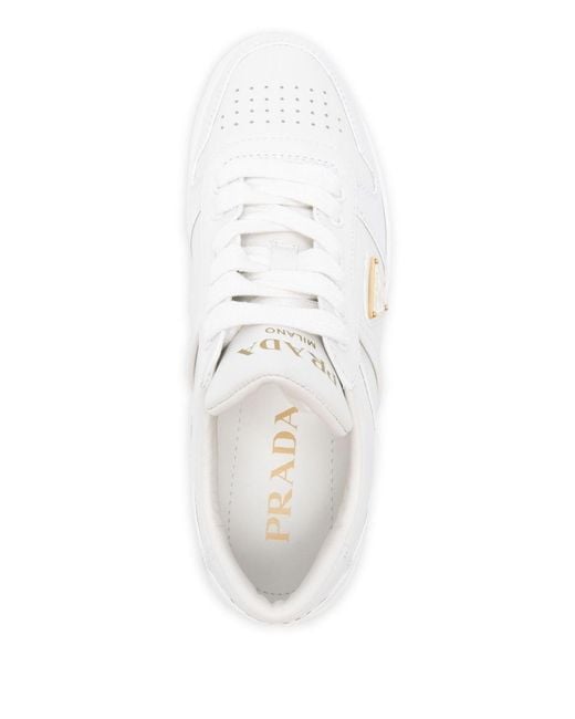 Prada White Downtown Bold Leather Sneakers
