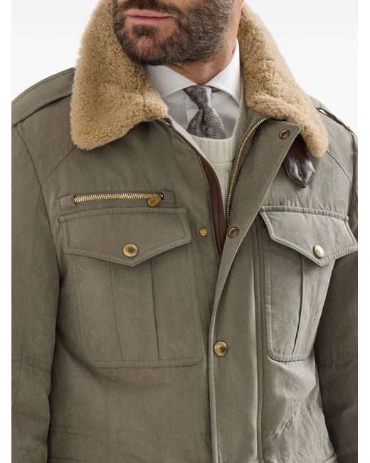 Brunello Cucinelli Gray Technical Cotton Field Jacket for men